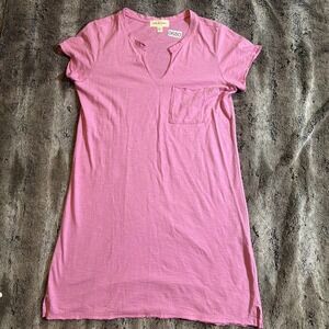 Cloth & Stone Anthropologie Women's Hot Pink V-Neck Small Short Sleeve Dress